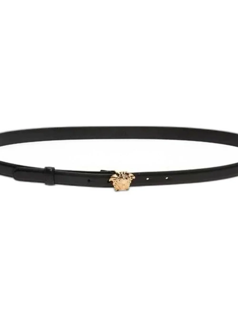 Versace Black Leather Skinny Medusa Belt 1cm Gold 40 Italy